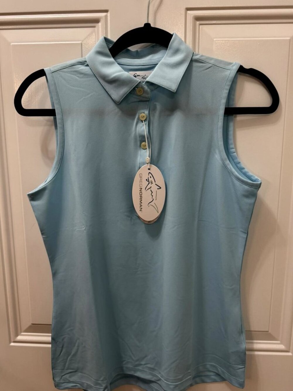 Greg Norman Sleeveless Golf Polo Light Blue Size Small NWT (017)